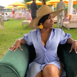 Denim blue dress with high splits on the sides